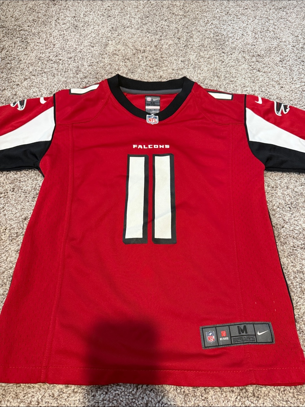 Nike Red Falcons #11 Kids Football Jersey with Black & White Accents